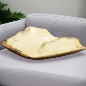Natural Aragonite Bowl Large Crystal Decorative Bowl with Raw Edge | Unique Stone Centerpiece for Home Decor & Display Tableware