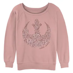 Junior's Star Wars: A New Hope Rebel Alliance Pink Roses Sweatshirt