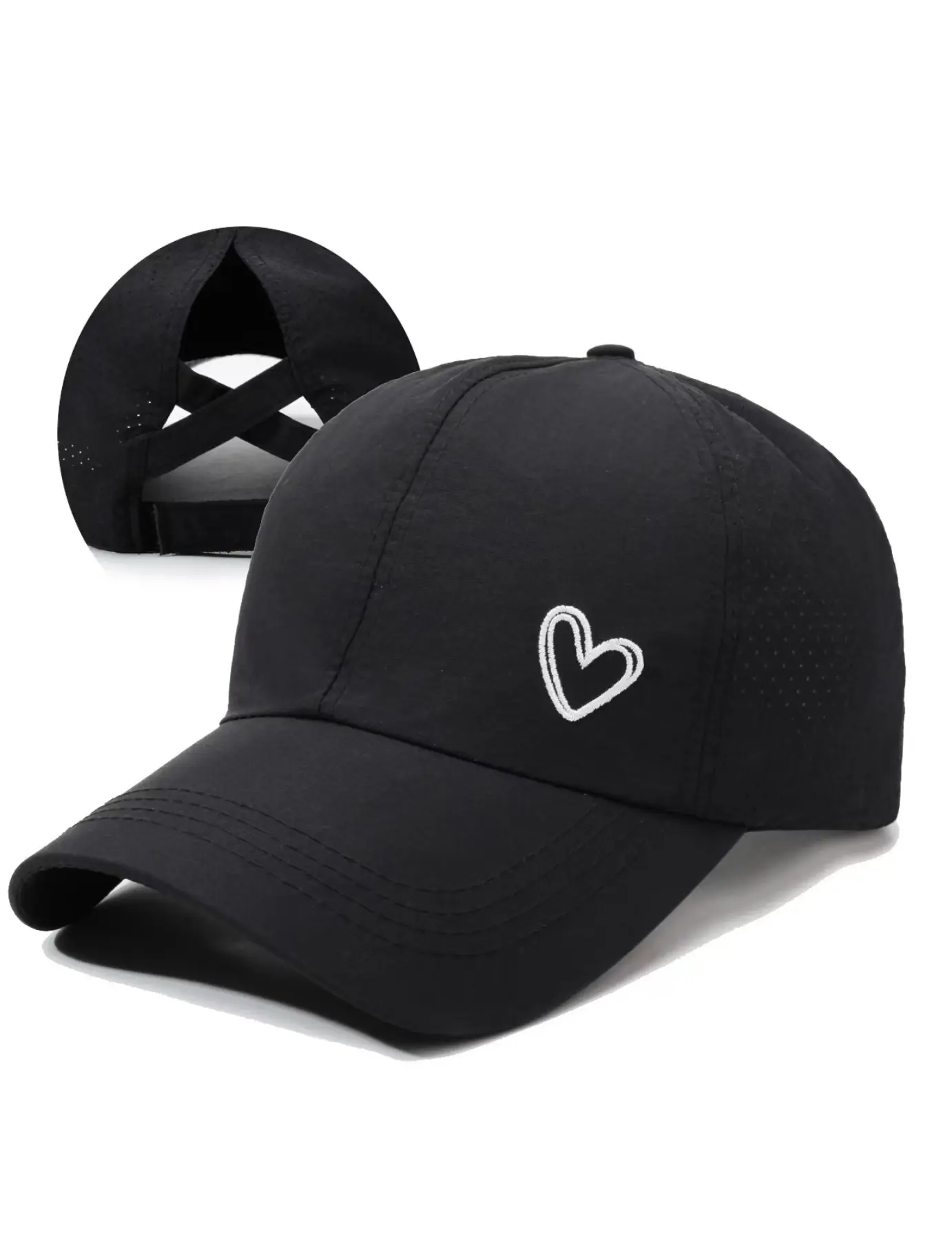 Spring and Summer Outdoor Sports Cross-Back Ponytail Quick-Drying Cap with Breathable Mesh for Sunshade and UV Protection, Cross-Border European and American Baseball Cap, Mesh Back Snapback, Sports Outdoor Hats