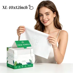 Face Towels, Disposable Biodegradable Facial Towels for Sensitive Skin, Lint- free Face Wipes for Washing Face, Skincare and Makeup Remover, Dry Wipes, 10"×12" Extra Large, 50 Count