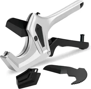 Heavy Duty Ratchet PVC Pipe Cutter – Cuts Up to 3" – One-Click Blade Replacement – Sharp Shears for PVC, PEX, Plastic Pipes – Clean, Effortless Cuts – Extra Spare Blade Included