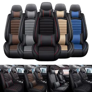 Leather Car Seat Covers,5 Seat Cushion With Lumbar Pillows, 40/60 Split Bench Seat Protectors ,Universal Fit for Nissan Rogue Leaf Altima Sentra Versa Kicks Armada Frontier Pathfinder Murano Maxima
