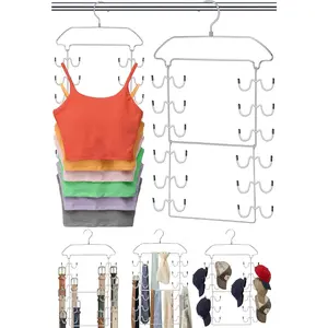 2 Pack  Top Hanger Space Saving, 360? Rotating Closet Organizers and Storage, 6 Tier Metal Bra Organizer with 24  Hooks, Small Space Solutions, RV Apartment College Dorm Room Essentials