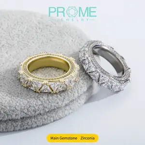 (CR015)Geometric Triangle Link Rings 5A Zircon Hip-Hop Inspired Bold Couple Jewelry Unisex Daily Fashion Ring Bling