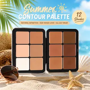 12-Color Cream Concealer Set, 1 Makeup Palette Box, Natural Concealer and Soft Blush, Professional Makeup Set for Women and Girls
