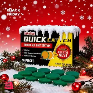 Cockroach, centipede, black grub, moth, and sowbug Bait Stations – 16 pcs, No Mess Household Roach Control, Child-Resistant Design, Easy-to-Use Roach Bait forFamily nurseries kitchens bedrooms hotels restaurants clubs offices and other locations.