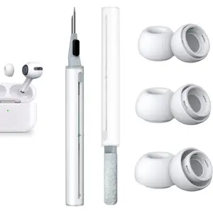 3 Pairs Replacement Ear Tips for AirPods Pro and 2nd Gen with Noise Reduction Hole, 3 in 1 Cleaner Kit for AirPods 1 2 3 Pro/Pro 2, Silicone Ear Tips S/M/L