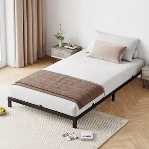 Garvee 6 Inch Twin Bed Frame, Low Profile Twin Metal Platform Bed Frame Support Mattress Foundation, Noise Free, Easy Assembly, Black