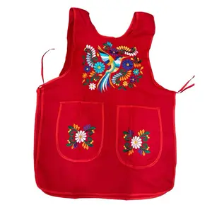 Mandil Escapulario Colibrí Embroidered Mexican Vest Apron Floral Hummingbird Design Embroidery