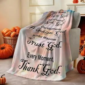 Praise God Trust God Bible Verse Blanket, Christian Inspirational Gifts for Women, Soft Watercolor Floral Flannel Throw Blanket, Faith Based Religious Gifts for Mom Friend Baptism Easter