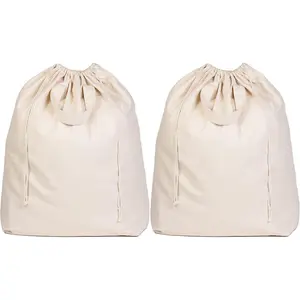 Canvas Laundry Bags - , Heavy Duty,   Laundry Bag with Straps, Handles, and Drawstring - College Dorm Laundry Bag in XL Size - Washable, Foldable Laundry Basket Liner (2 Pack)