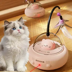 Automatic Interactive Cat Teaser Toy Self-Playing Laser Feather Combo Smart Pet Toy to Keep Your Kitten Busy Relieve Boredom All Day No More Lonely Cats