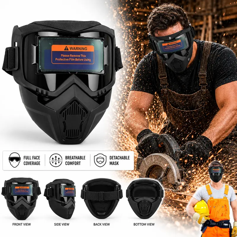 1-Piece Welding Mask (21cm×21cm) - Drop Resistance, Fast Arc Dimming, Adjustable Shade, Heavy-Duty Industrial, Lightweight Unisex Arc Welding Face Shield for Welders' Work Needs