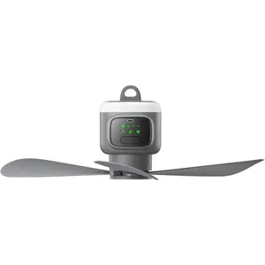 18' Portable Ceiling Fan with Light for Patio, Canopy Tent, Porch, RV, 4 Speed Adjustment with Lighting, 8 Hours Timer & Use Time Up to 16H, 12000mAh Battery-operated Ceiling Fan