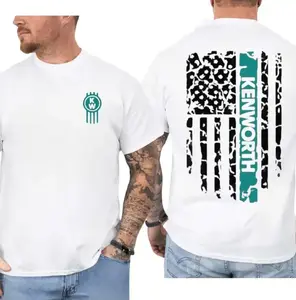 Kenworth Teal Flag T-Shirt, Patriotic Semi-Truck Graphic Tee, Perfect for Car Enthusiasts, Top Cotton Menswear, Gift For Truck Lover