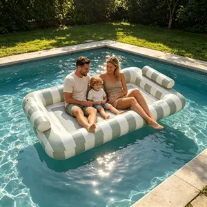 Mother's Day Family Gift Water Float Lounge Chair Pad, Pool Float Chairs, 86” X 53” Pool Float with Pillow, Adult Inflatable Sunbathing Raft, Tanning Pool Float, Party Gift, Father's Day Gift