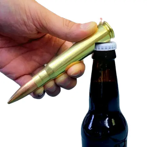 HittCraft Bullet-Inspired 50 BMG Brass Beverages Bottle Opener - 5.5in Solid Metal All-Steel Built to Last Kitchen Utensil, Metal Grip, 1-Handed Manual Tool, Portable Bar Accent, Ideal for Birthday Men's Gift