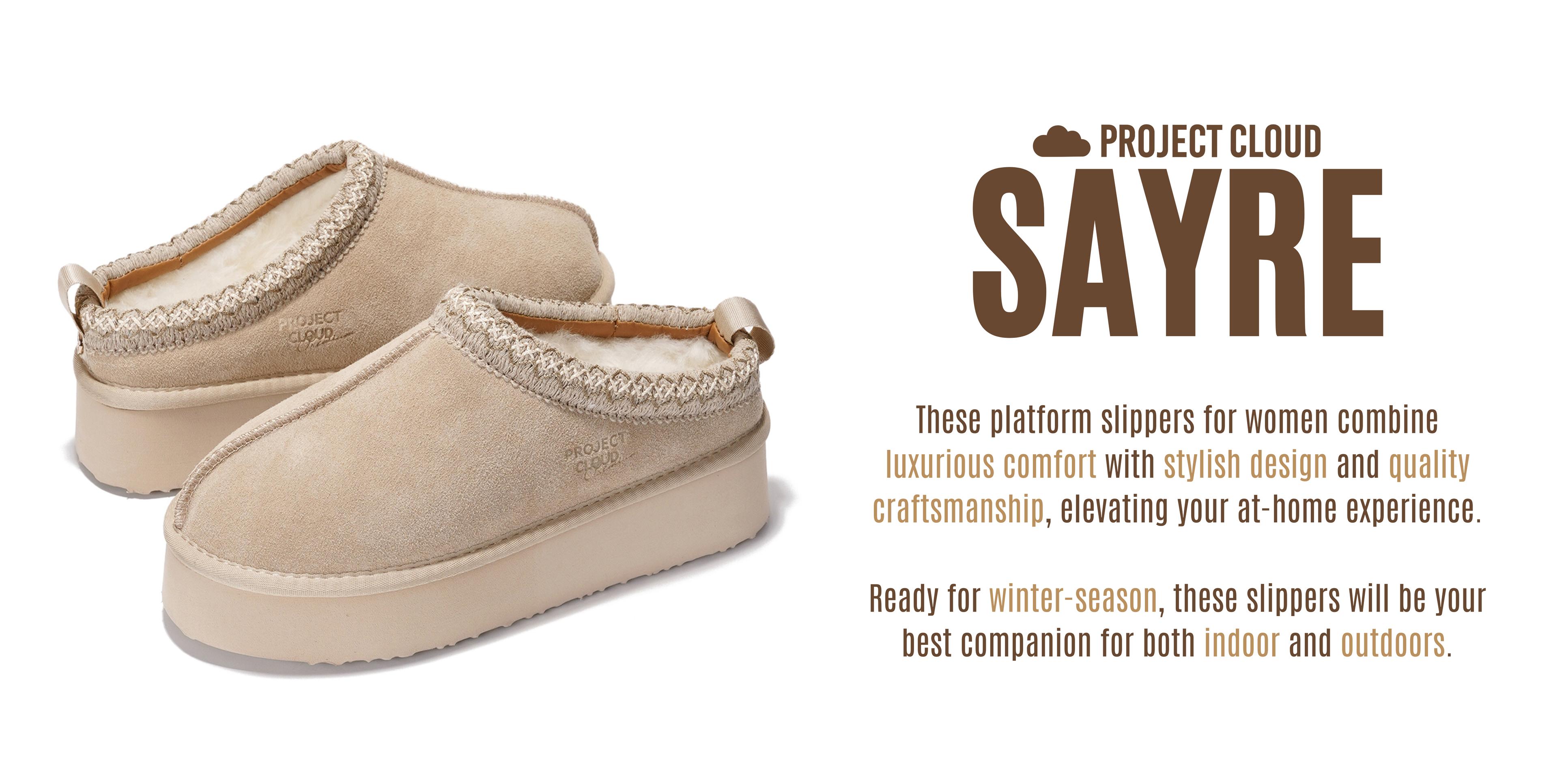 Project Cloud Women's | 100% Genuine Leather Slippers for Women | Memory Foam | Lightweight | Non-Slip - Sayre