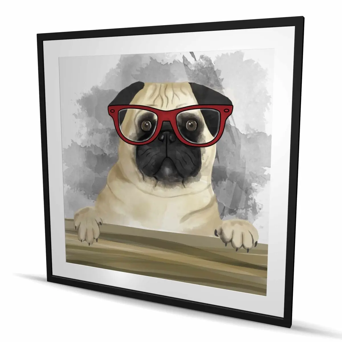 Begin Home Decor C1FM48488S26YO 48 x 48 in. Geek Carlin Dog Red Framed Matted Print Wall Art - Home Decor Art
