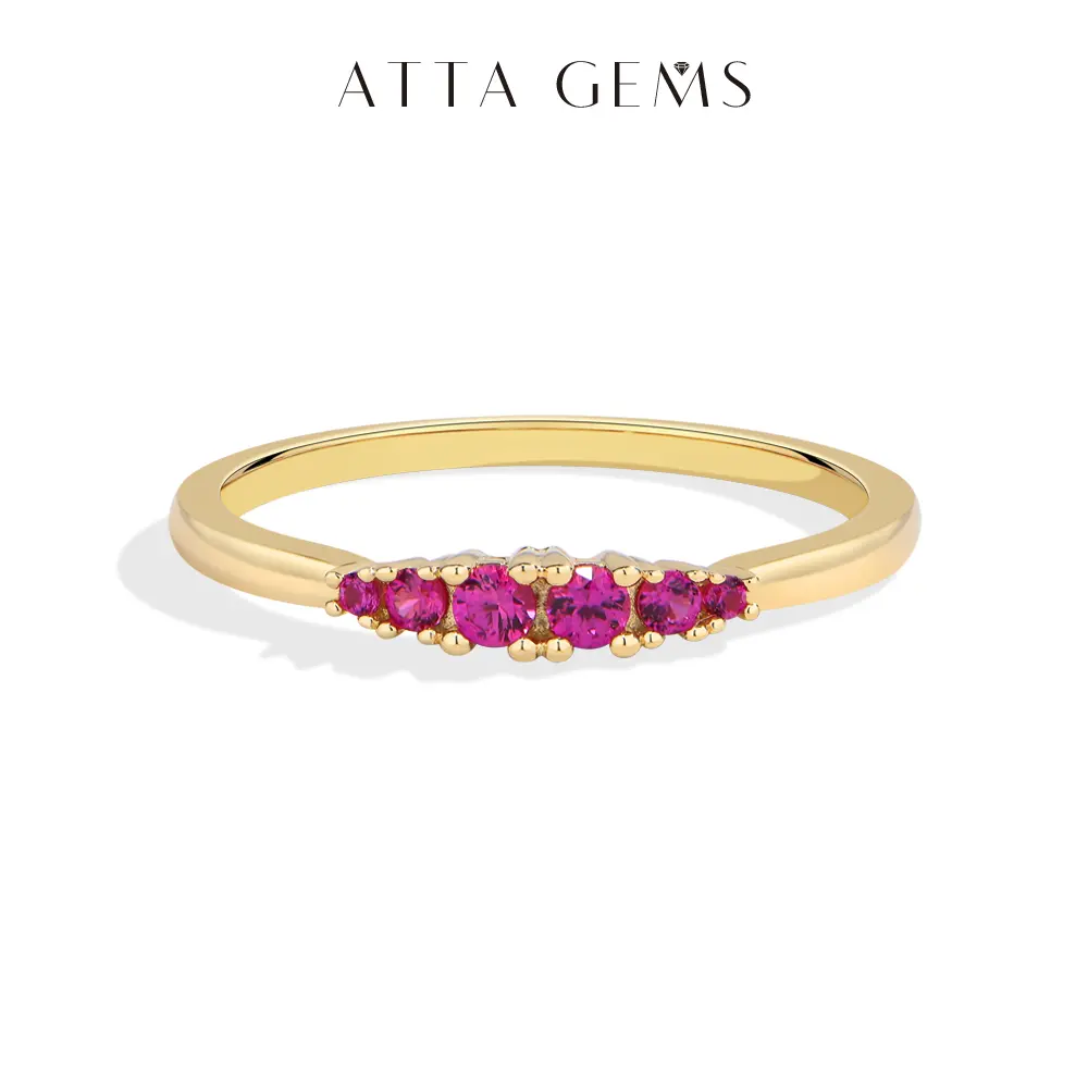 ATTAGEMS Simple Design 1.2-2.3mm Round Cut Lab-Grown Ruby&Sapphire&Green Stone Rings for Women 925 Sterling Silver Ring Engagement Anniversary Party Summervibes Gift Stacking Rings Fine Jewelry R405 summerwins,summerwins