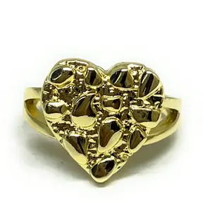 Gold Plated NUGGET HEART RING Anillo (SM,MED)