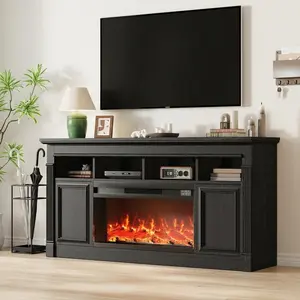 ZR-GARVEE Modern Farmhouse TV Stand for 75 Inch TV Large Entertainment Center with Storage Console Table with Adjustable Shelves for Living Room and Home Theater