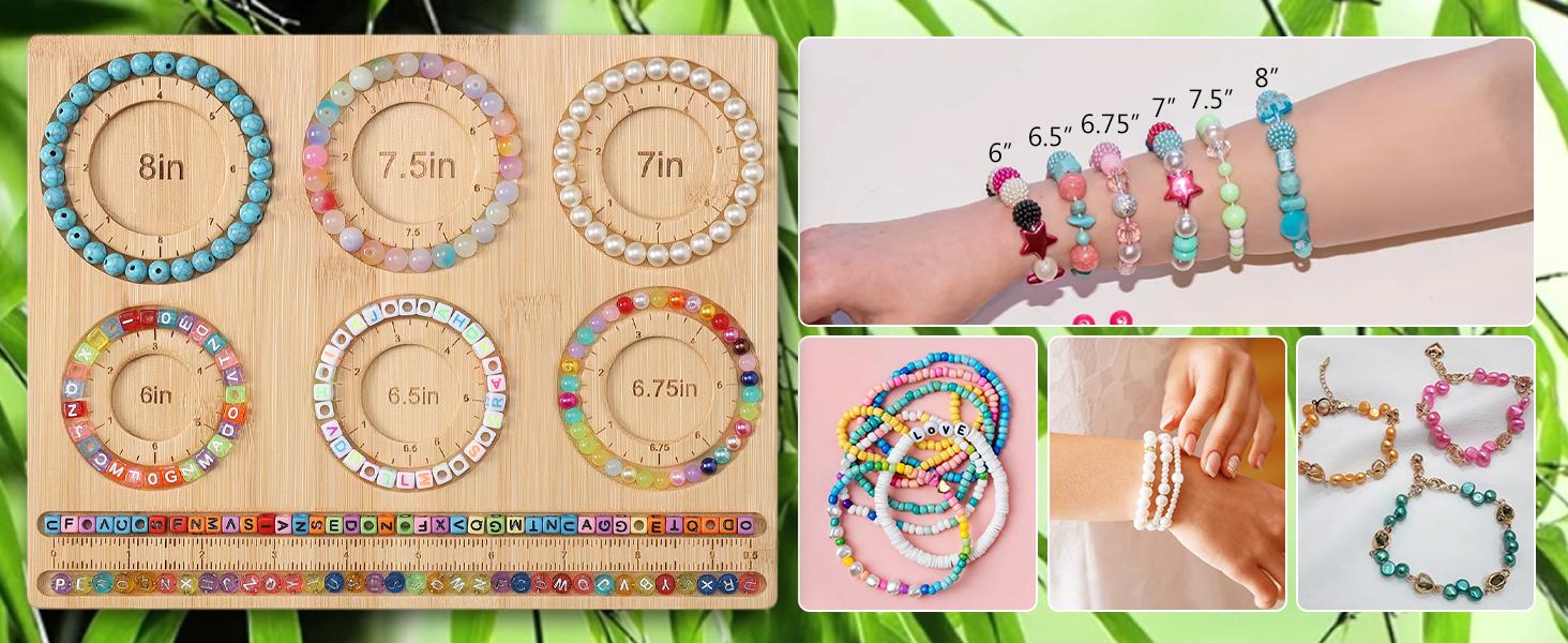 Bead Board for Jewelry Making, Bamboo Beading Board for Jewelry Bracelet Making, DIY Bracelet Bead Board