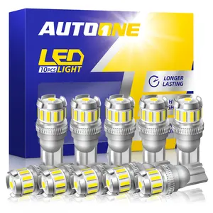 AUTOONE 194 LED Bulb, License Plate Light 300% High Brightness T10 168 2825 W5W LED Bulbs , Pack of 10
