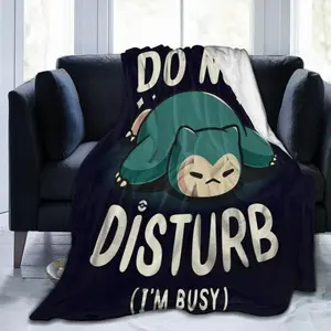 Snorlax Cartoon Throw Blanket, Super Soft Cozy Flannel Fleece Picnic Blanket for Boys Girls Adults, Warm Plush Blankets for Couch Sofa Bed Living Room