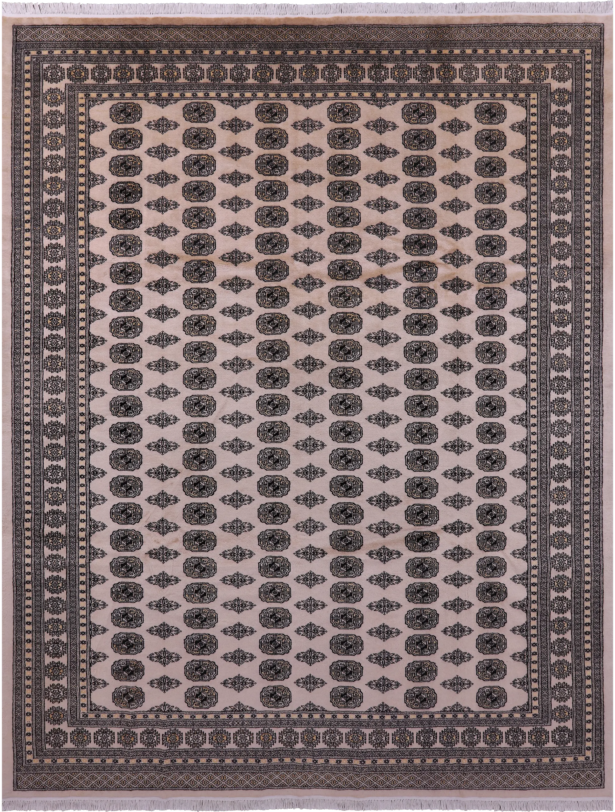 Ivory Bokhara Handmade Wool Rug - 9' 2" X 12' 0"