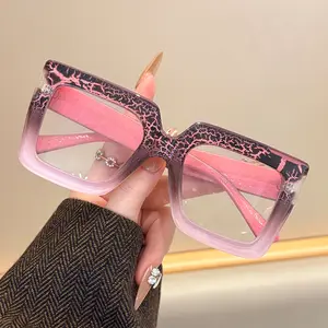Women's fashion large square color painted pattern anti-blue light anti-radiation anti-fatigue reading glasses, the best choice for gifts and decoration