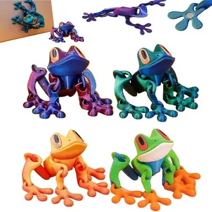 Magnetic Frog Toy, 3D Printed, Realistic Jointed Jumping Frogs Model, Cute Movable Frog Decoration for Fridge and Metal Surfaces (4PCS)