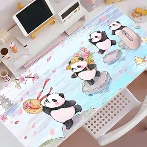 Cute Panda Cherry Blossom XXL Gaming Mouse Pad, Watercolor Spring Extended Desk Mat, Non-Slip Smooth Surface Mousepad, Large Gaming Keyboard Pad, Great Gift