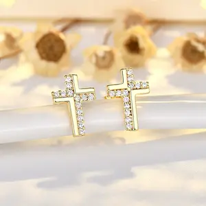 Loysun Unisex Cross Stud Earrings, Classic Sparkling Design, Perfect Valentine's Day Birthday Anniversary Religious Gift for All Occasions