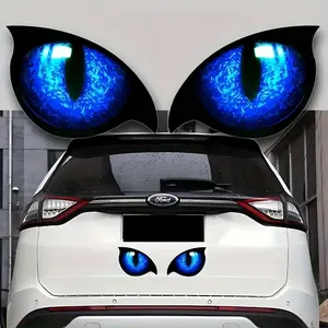 1SET Cool Cat-Eye Car Body Decor Sticker, Cool Car Decoration, mysterious-style sticker (suitable for car body) with neon blue cat eyes + sharp shape adds a lively beast-pupil buff to your ride, eye-catching and distinctive on drives, Car Decals