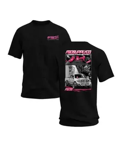 FSD diesel truck graphic T-shirt, pink turbine engine print, men's black short-sleeved T-shirt, streetwear for car enthusiasts, gift for diesel truck lovers.