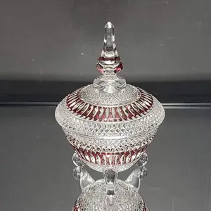 Crystal Vanity Trinket Dish Ruby & Clear Vintage