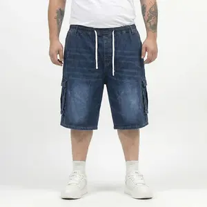 Big & Tall Multi-Pocket Work Shorts Men Drawstring Stretch Waist Loose Straight Leg