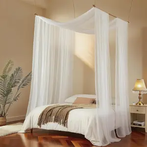Bed Curtains Decorative Tulle 62 * 236in for Full Queen King Size Bed with Four Post Bedspread Frame Drapes