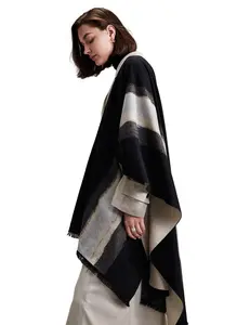 Aurora Black Silk Scarf – 100% Mulberry Silk, Jacquard Reversible, 71"x24"