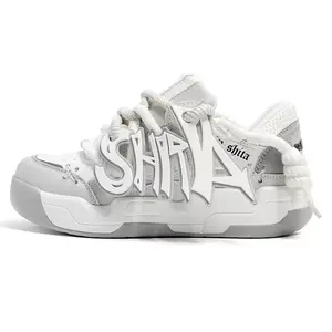 Ins couple style trendy casual bread shoes hip-hop West Coast style fashionable board shoes Splicing casual trendy shoes Suitable for all seasons Closed Boy black shoes