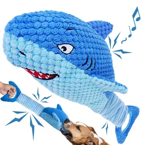 LEGEND SANDY Dog Toys for Aggressive Chewers, Large Dog Toys to Keep Them Busy, Interactive Dog Toys, Squeaky Dog Toys, Tug of War Dog Toy, Crinkle Dog Toy (Blue Shark)
