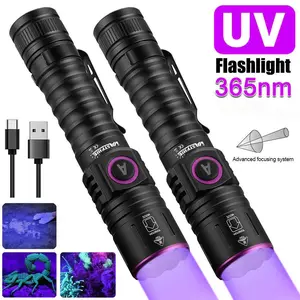 VASTFIRE Rechargeable UV Flashlight - 365nm  Purple Light Wavelength, 5W UV LED Blacklight, Type-C Charging, Aluminum Alloy, Battery-Powered, Pet Urine/Scorpion Detector, with Weight & Dimensions Details for Currency License Authentication