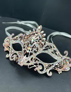 Rhinestone Masquerade Mask Mardi Gras Party New Year Christmas Birthday Masquerade Ball Dance Party Mask Accessories Multicolor