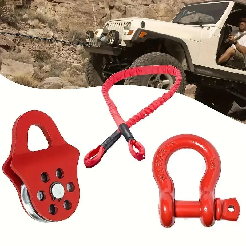 6 Ton High Load Capacity Winch Snatch Block, Towing Pulley Blocks, Offroad Recovery Operations Accessory, Rigging Rope with Durable Construction for Truck, Tractor, ATV & UTV