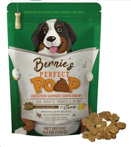 Bernie's Perfect Poop Digestion Support Supplement for Dogs Fiber Prebiotics Probiotics & Enzymes Cheddar Cheese 4.2 oz Natural Premium Ingredients