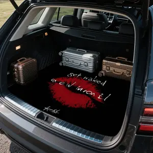 1pc red lip pattern + "get naked" slogan trunk liner - 29.53 x 39.37 inches, durable polyester fiber, protects the trunk and reduces wear and tear, trunk liner, vehicle interior upgrade, strong design pad, high-quality material