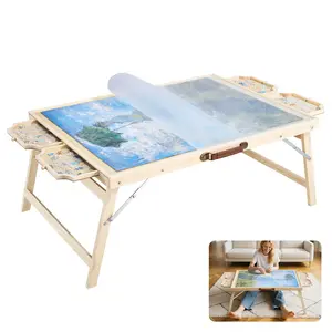 VEVOR 1500 Piece Puzzle Table with Folding Legs, TikTokShopBlackFriday, 4 Drawers and Cover, 34x25 in Portable Wooden Board, Jigsaw Puzzle Accessories for Adults, Puzzle Organizer & Storage System, Birthday Gift for Mom