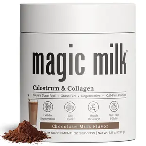 Magic Milk - New Zealand Grass Fed Colostrum & Collagen | Chocolate Milk Flavor | Supports Gut Health, Skin, Hair, Immune System | 20 Servings