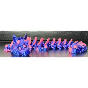 Modular Origami Easter Dragon Fidget-Purple And Pink Segmented 3D Printed Articulating Figurine